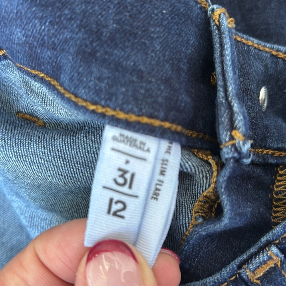 Ann Taylor Loft Dark Blue Slim Flare Jeans - Picture 7 of 15